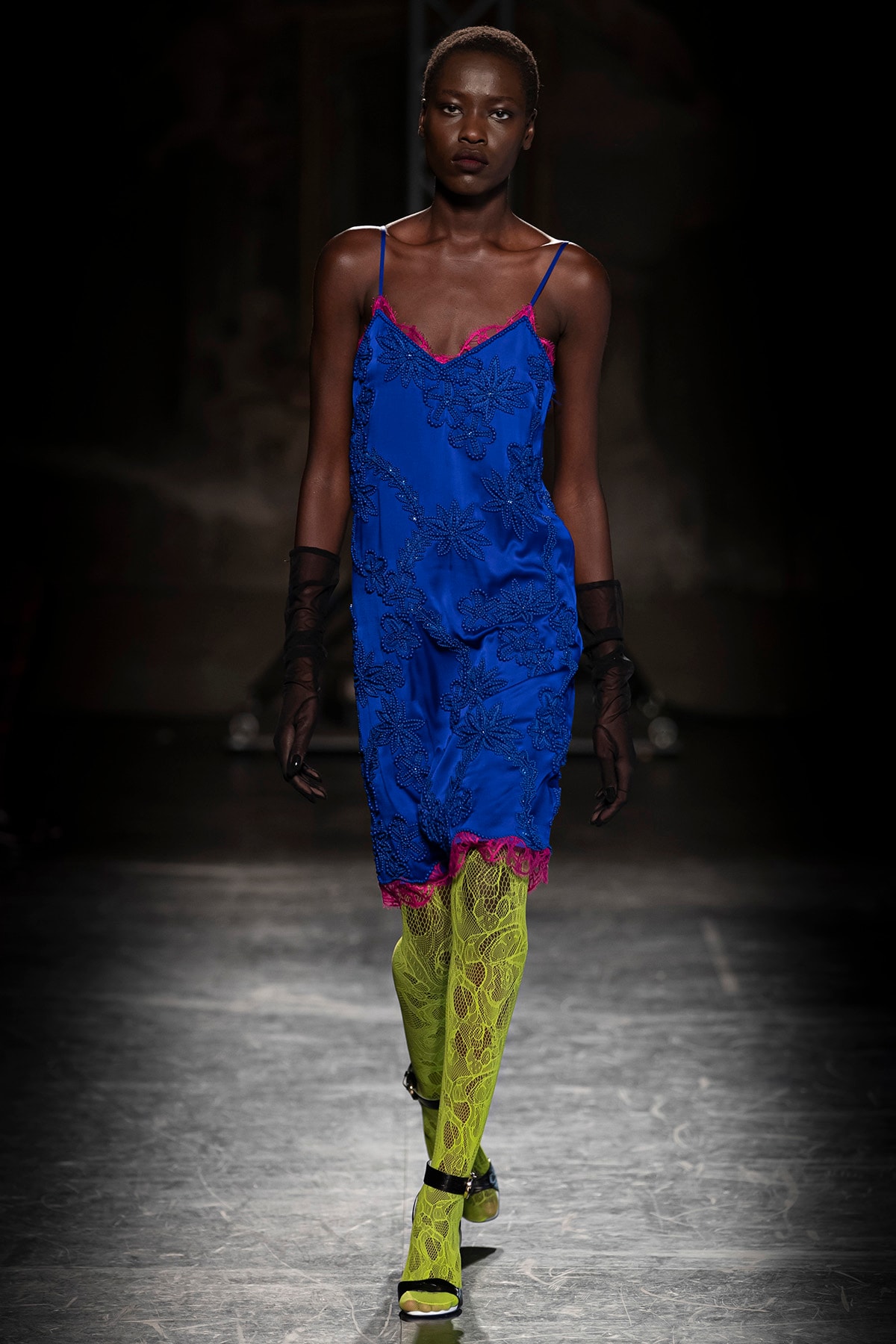 KOCHÉ x Emilio Pucci Fall/Winter 2020 Collection Runway Show Slip Dress Blue