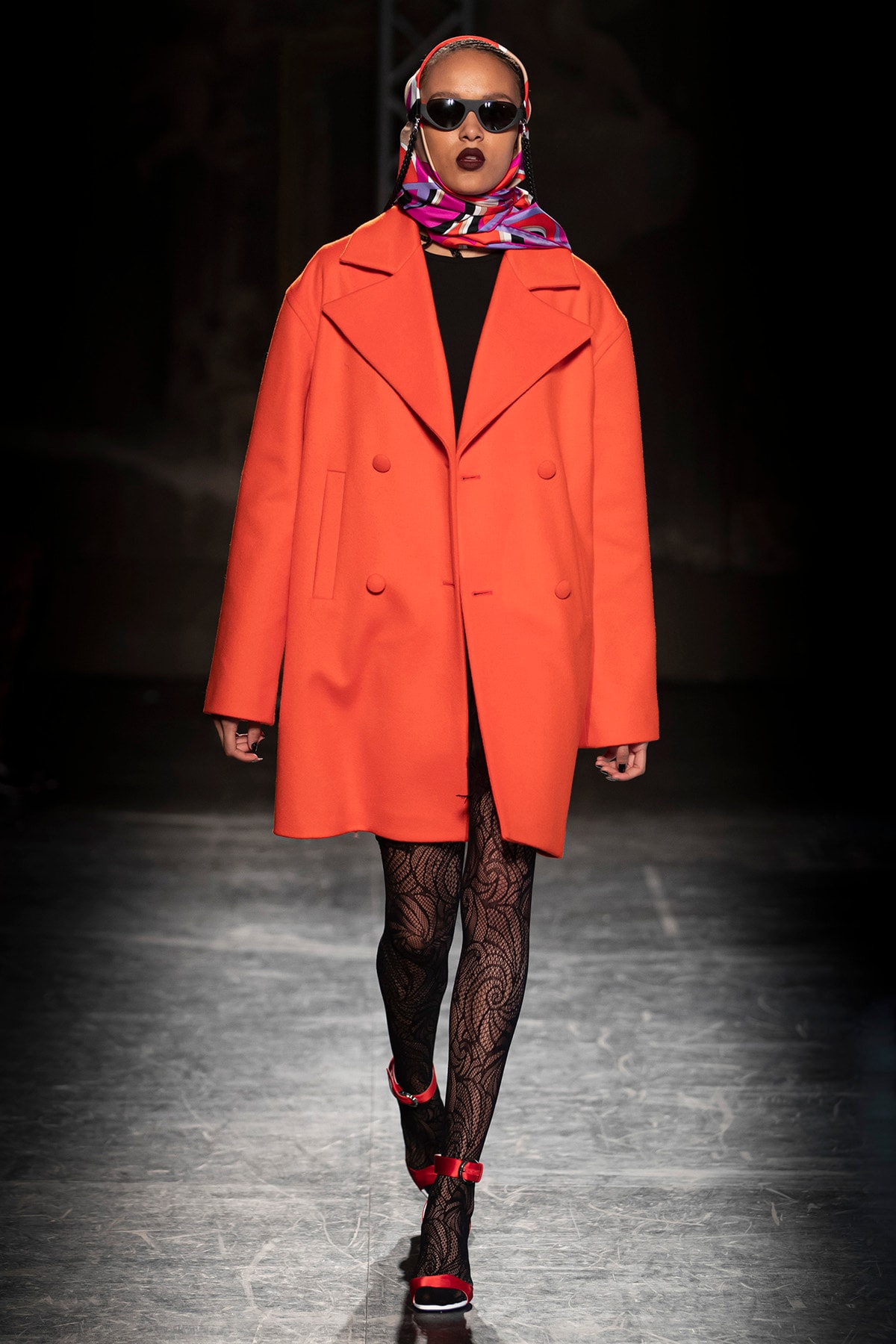 KOCHÉ x Emilio Pucci Fall/Winter 2020 Collection Runway Show Coat Orange