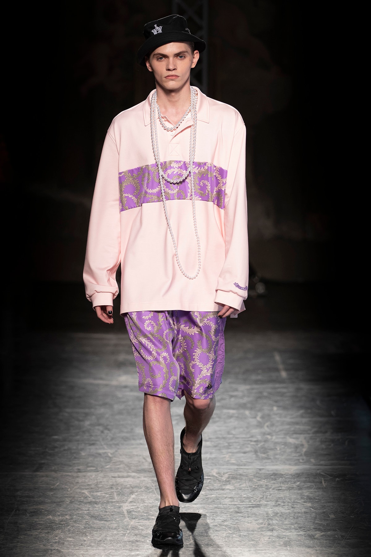 KOCHÉ x Emilio Pucci Fall/Winter 2020 Collection Runway Show Rugby Shirt Pink