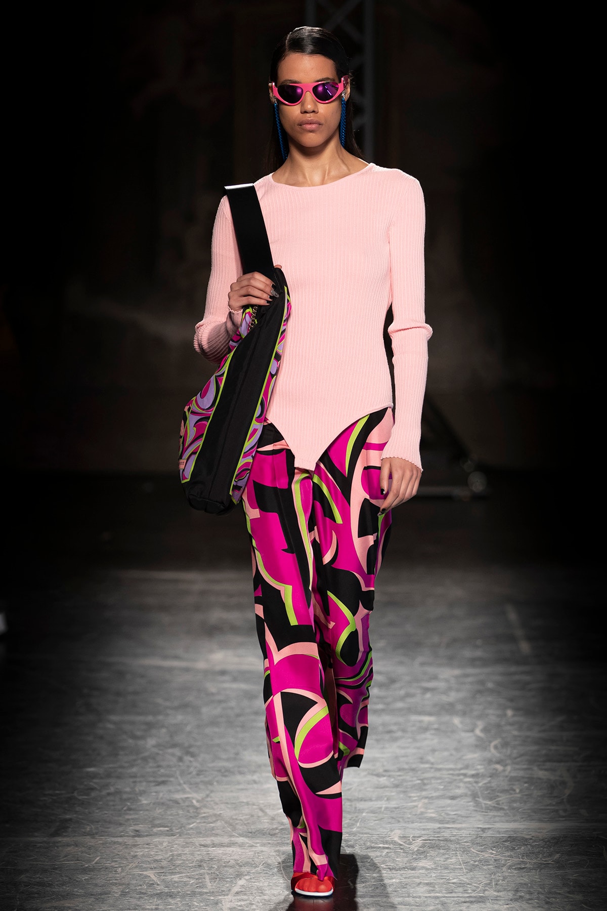 KOCHÉ x Emilio Pucci Fall/Winter 2020 Collection Runway Show Bodysuit Pants Pink