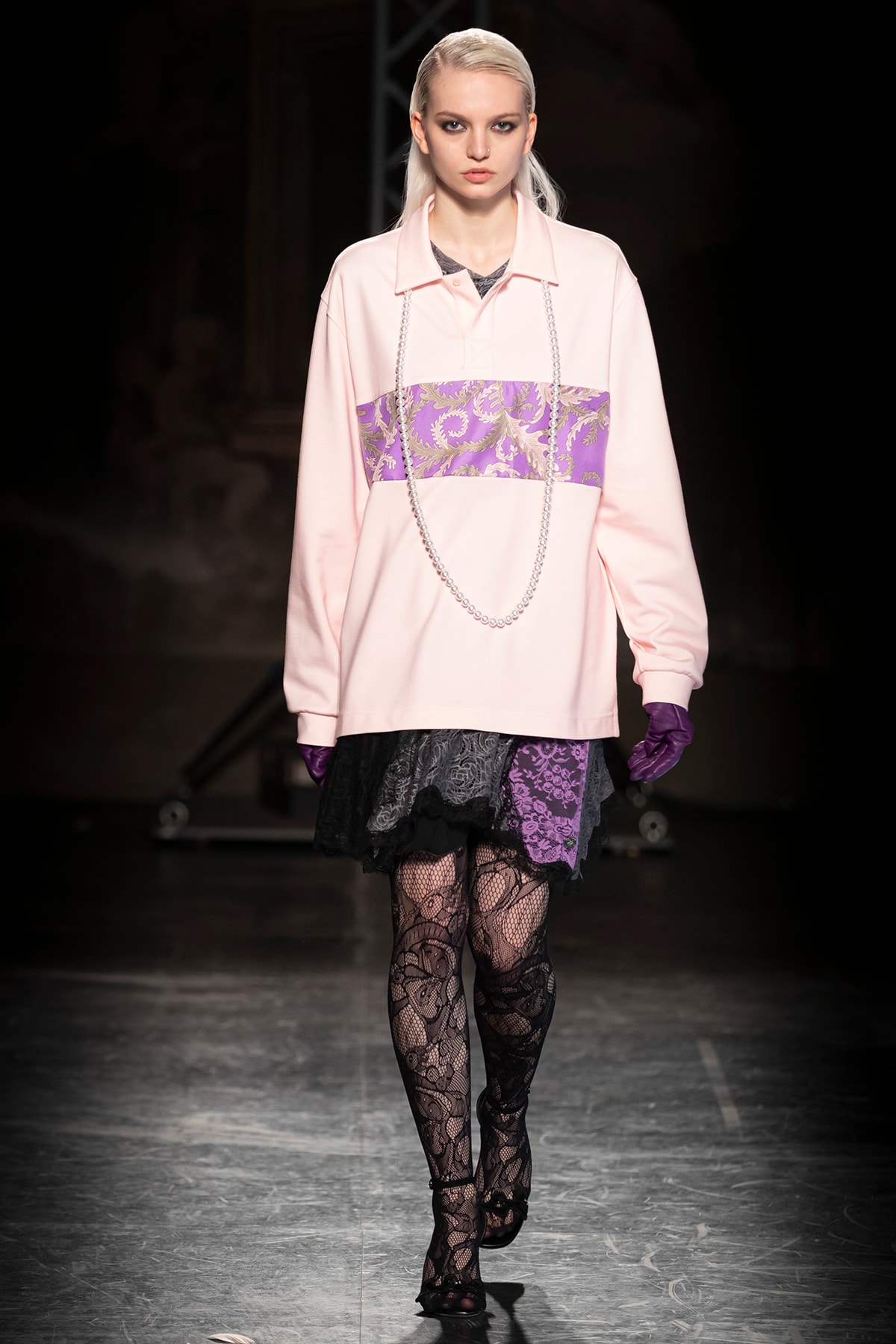 KOCHÉ x Emilio Pucci Fall/Winter 2020 Collection Runway Show Rugby Shirt Pink