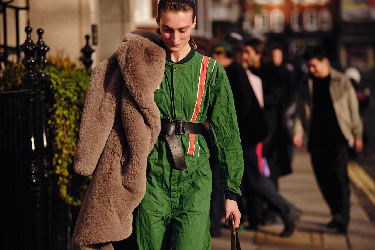 Street Style London Fashion Week Fall Winter 2020 faux fur coat