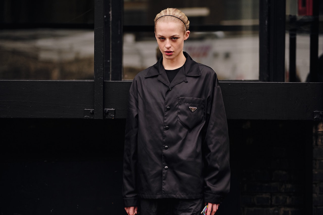 Street Style London Fashion Week Fall Winter 2020 prada jacket nylon black