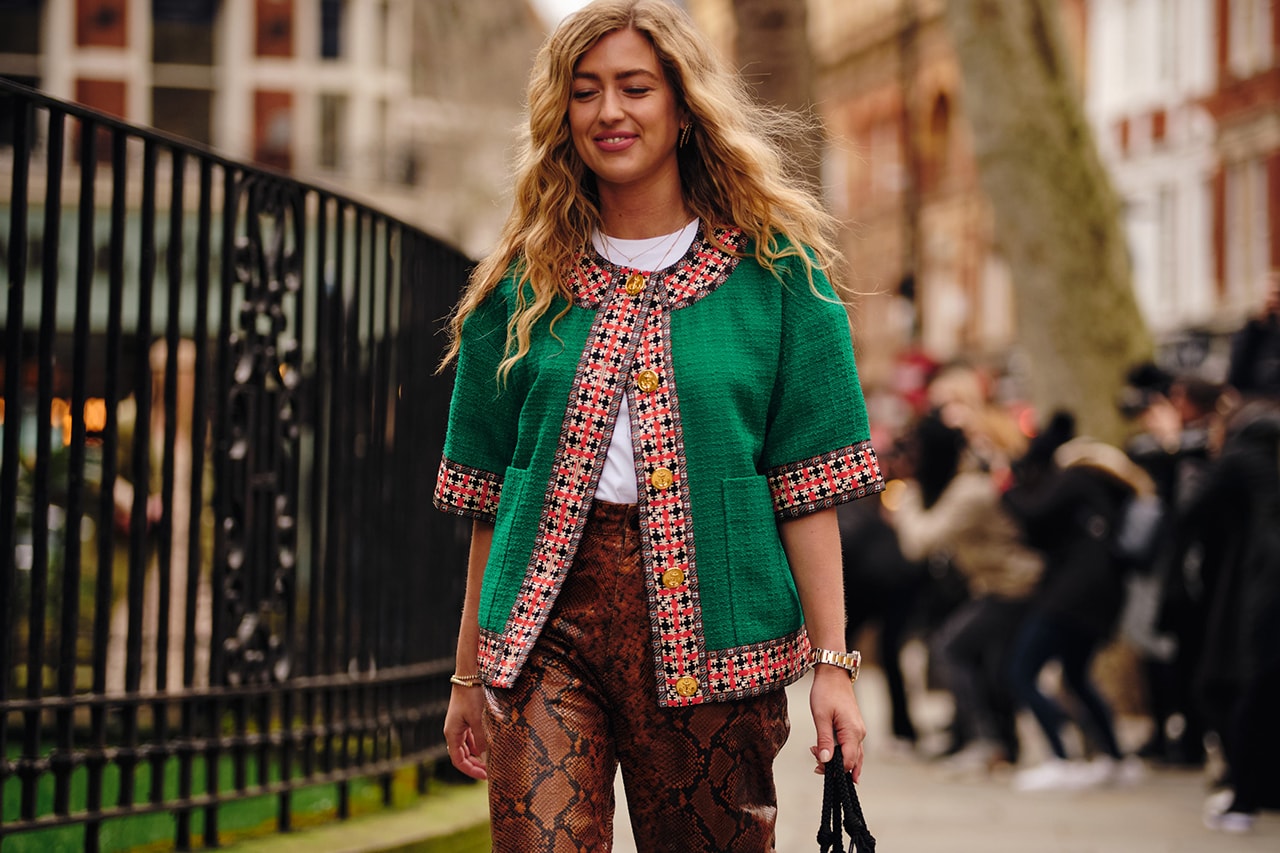Emili Sindlev Danish Street Style London Fashion Week Fall Winter 2020 green jacket