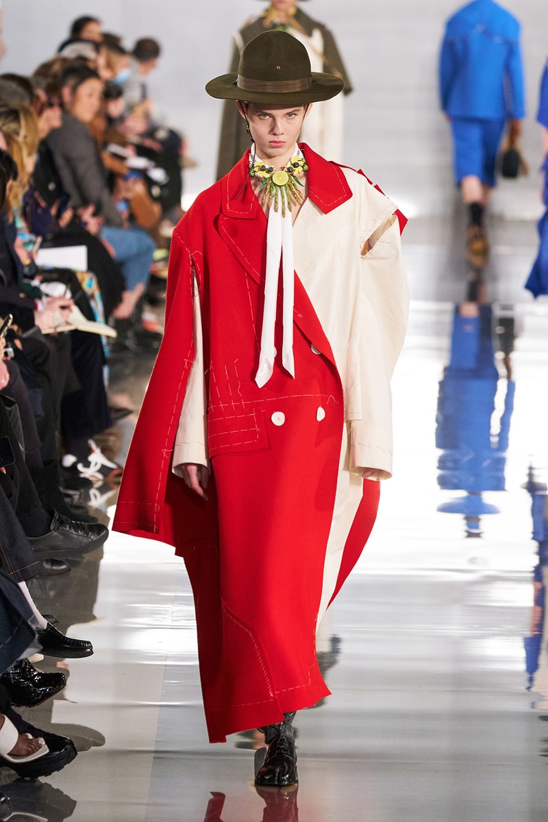 Maison Margiela Fall/Winter 2020 Collection Runway Show Coat Red Cream