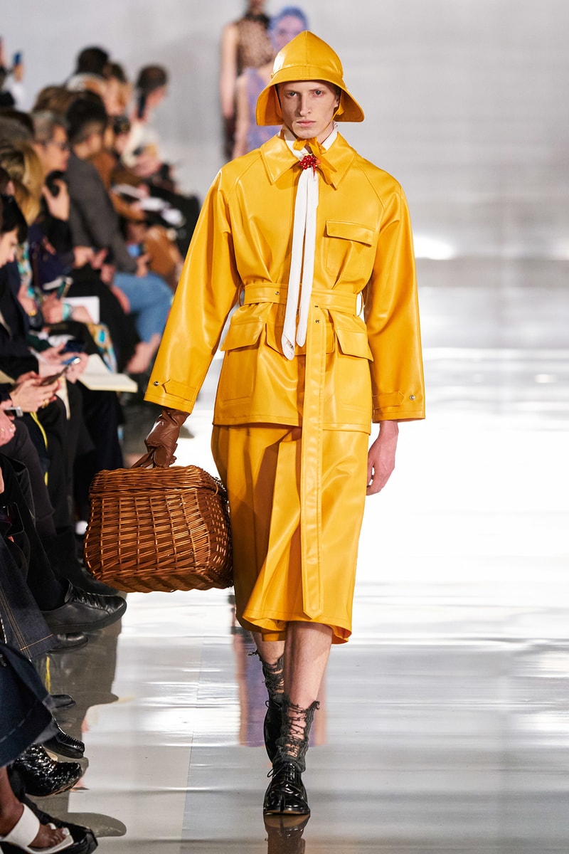 Maison Margiela Fall/Winter 2020 Collection Runway Show Jacket Skirt Yellow Leather