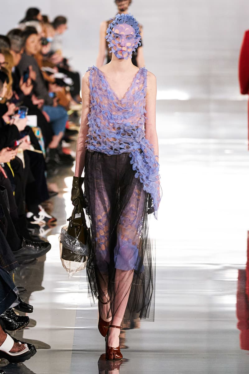 Maison Margiela Fall/Winter 2020 Collection Runway Show Sheer Dress Purple Black