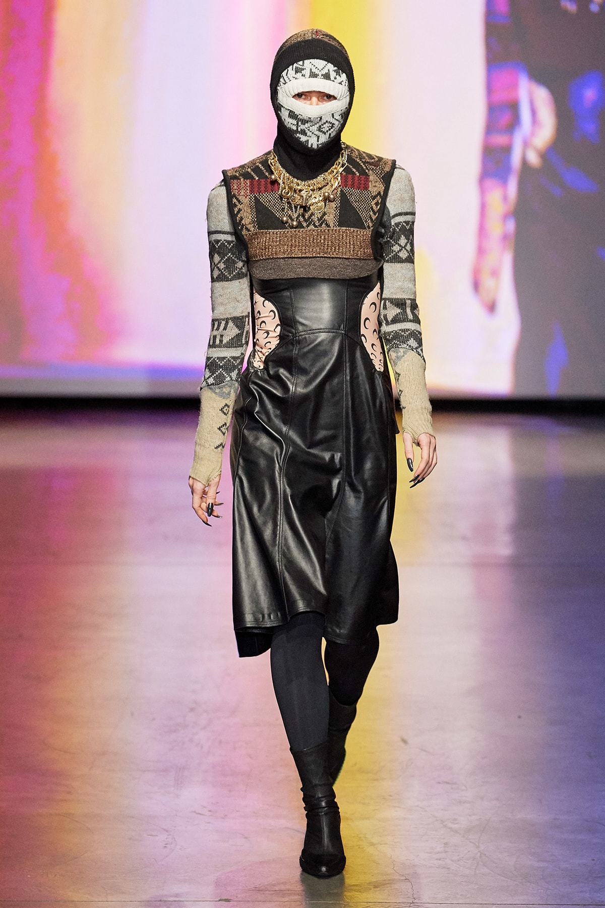Marine Serre Fall/Winter 2020 Collection Runway Show Knit Leather Dress