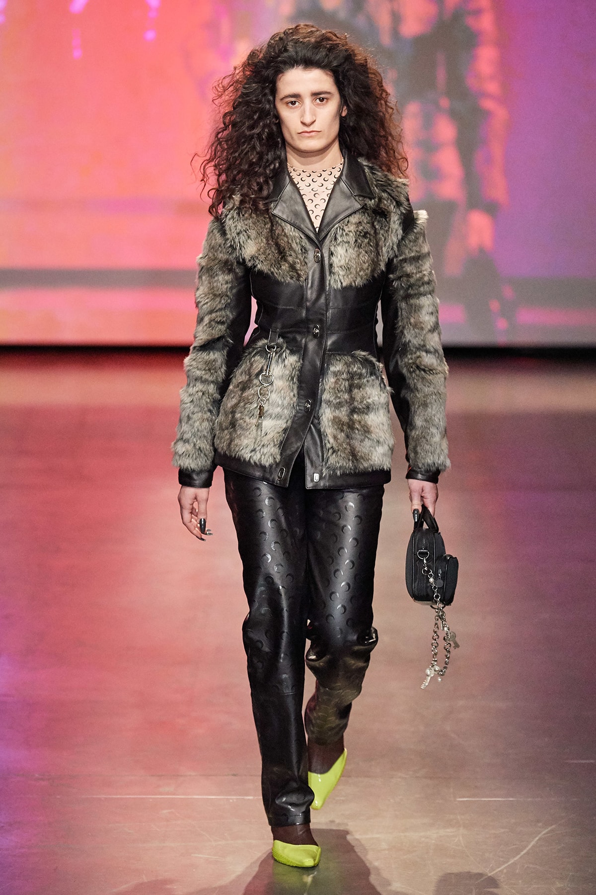 Marine Serre Fall/Winter 2020 Collection Runway Show Leather Pants Black