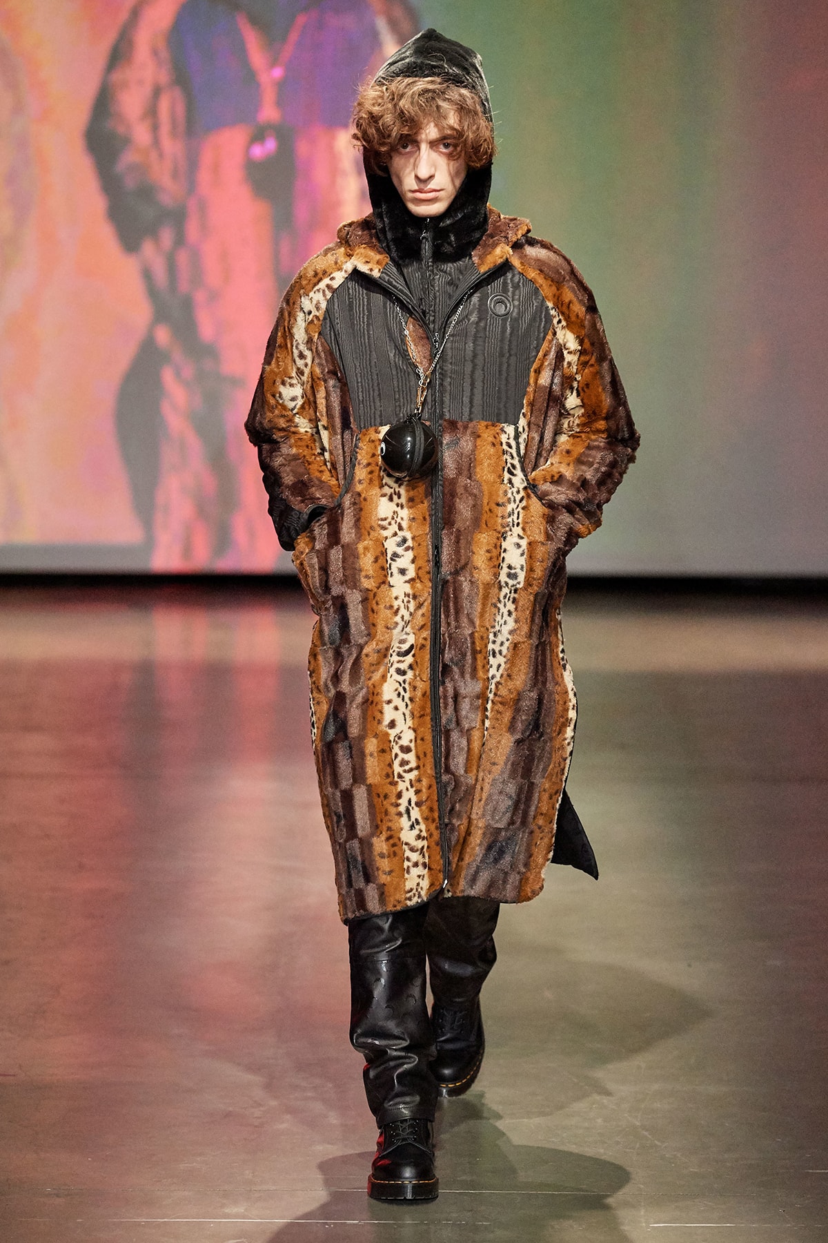 Marine Serre Fall/Winter 2020 Collection Runway Show Coat Fur Print