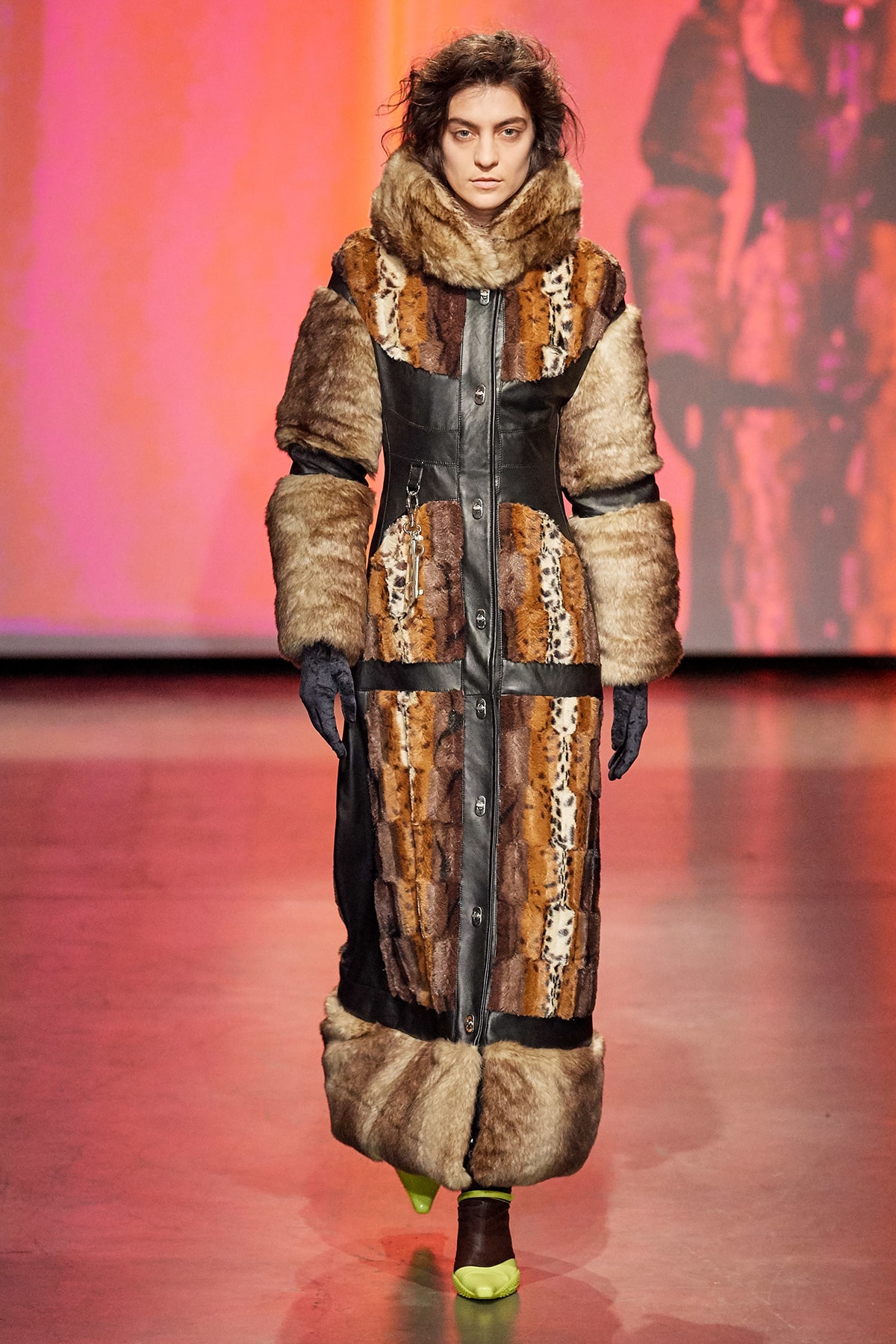 Marine Serre Fall/Winter 2020 Collection Runway Show Coat Fur Leather