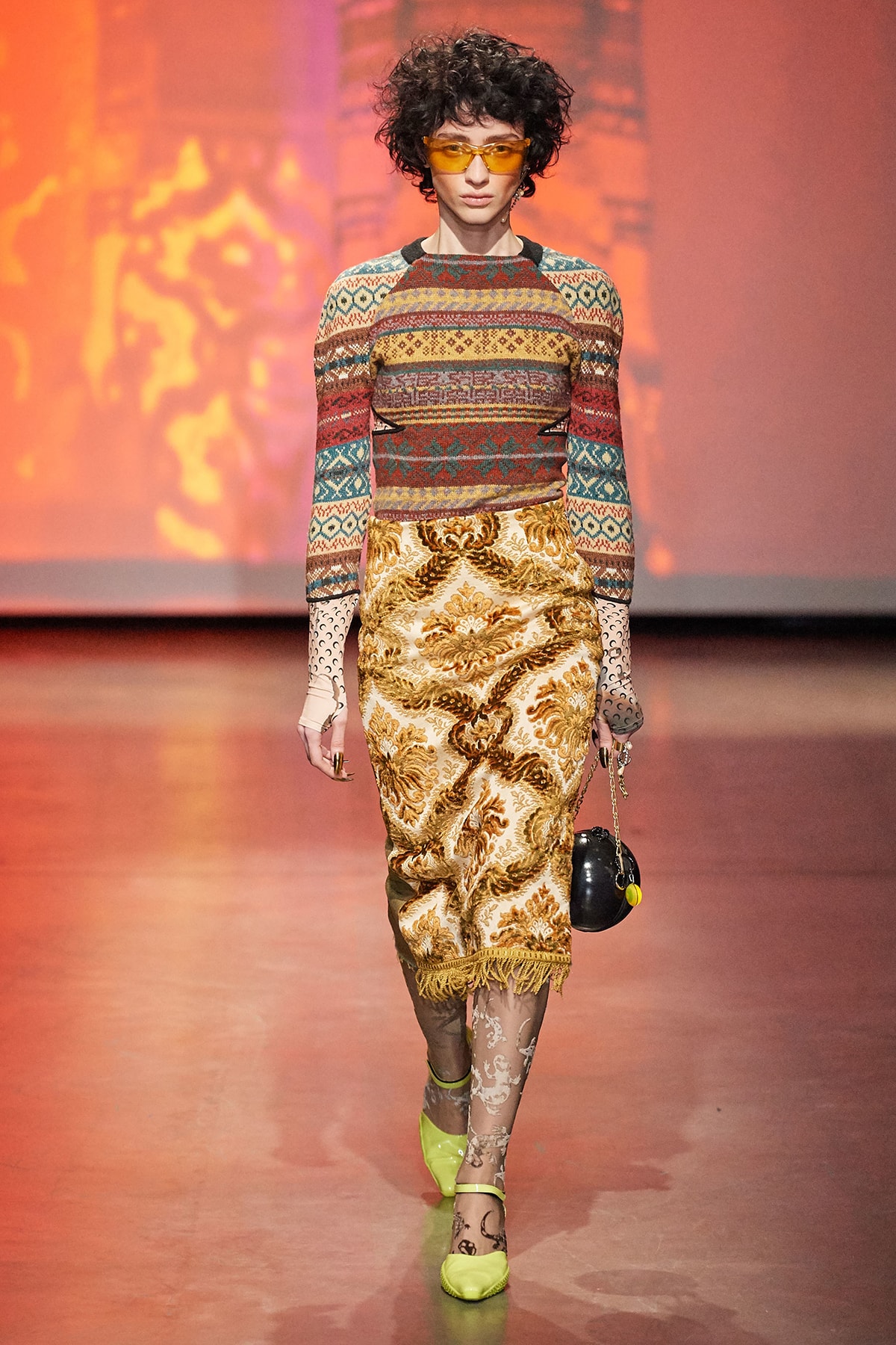 Marine Serre Fall/Winter 2020 Collection Runway Show Knit Sweater Tapestry Skirt