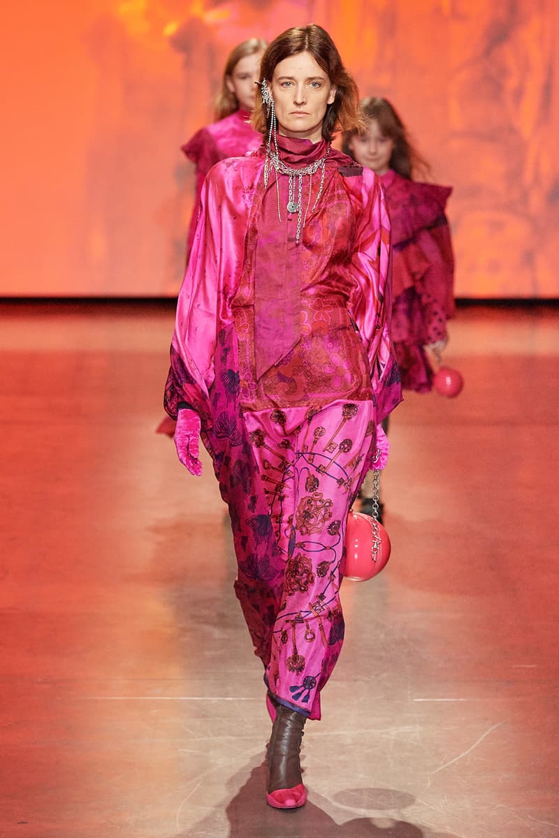 Marine Serre Fall/Winter 2020 Collection Runway Show Draped Dress Pink