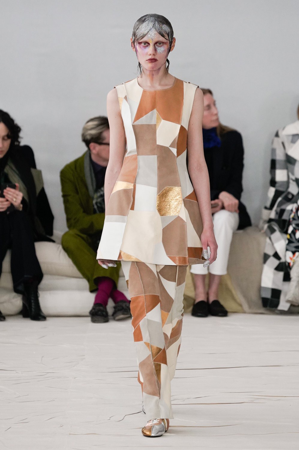 Marni Fall/Winter 2020 Collection Runway Show Patchwork Mini Dress
