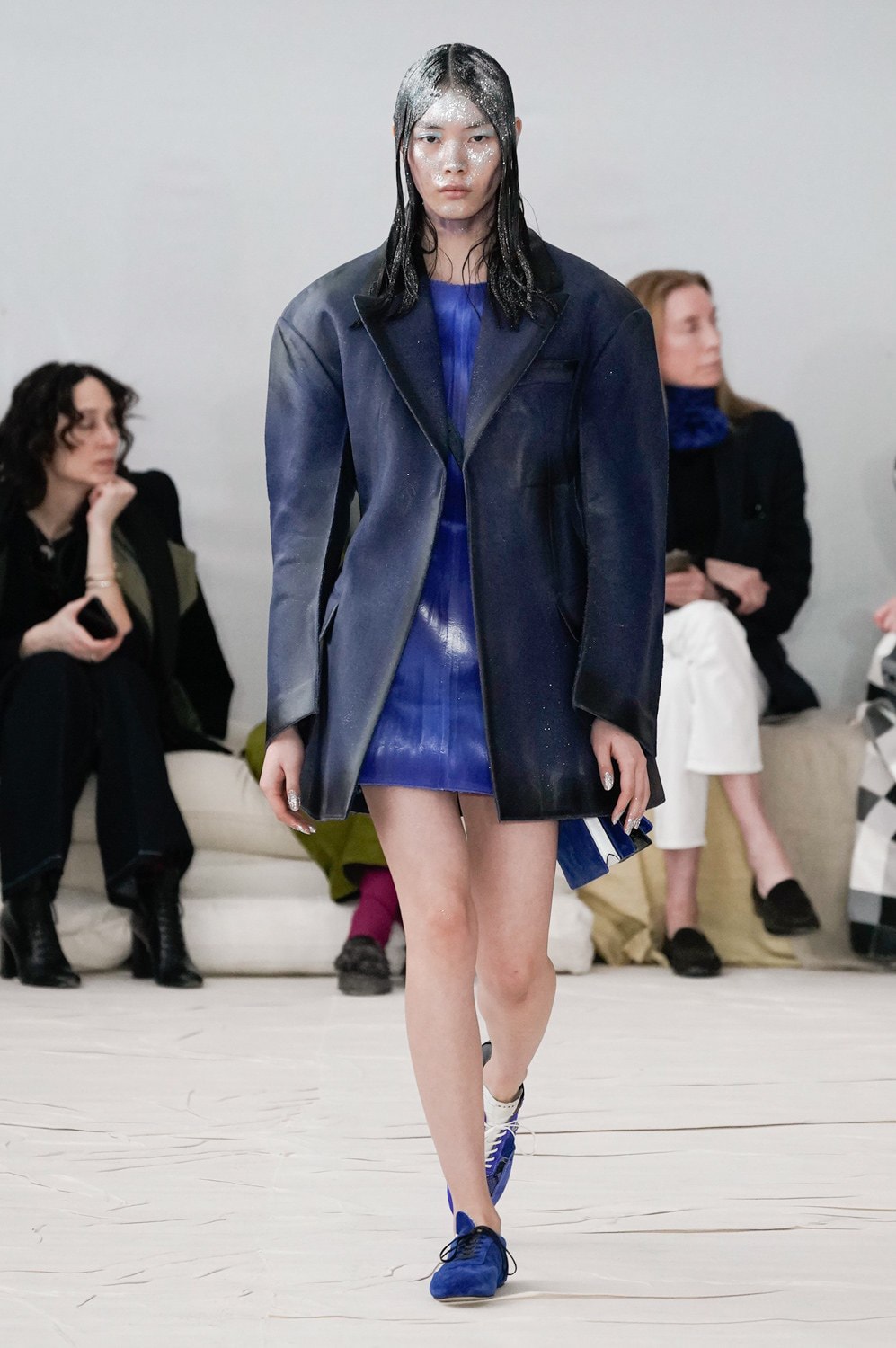 Marni Fall/Winter 2020 Collection Runway Show Coat Navy Blue