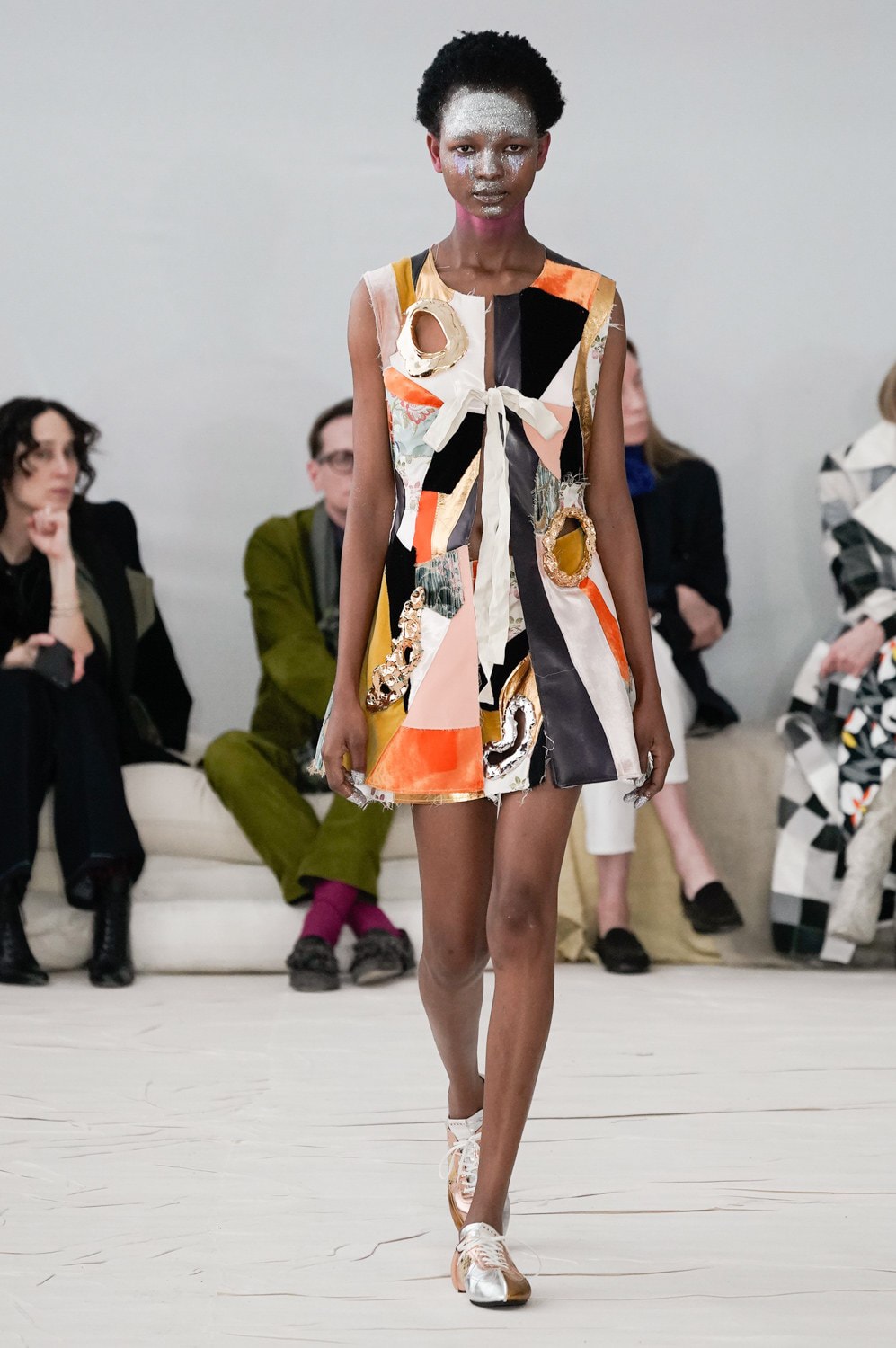 Marni Fall/Winter 2020 Collection Runway Show Dress Patchwork Metal