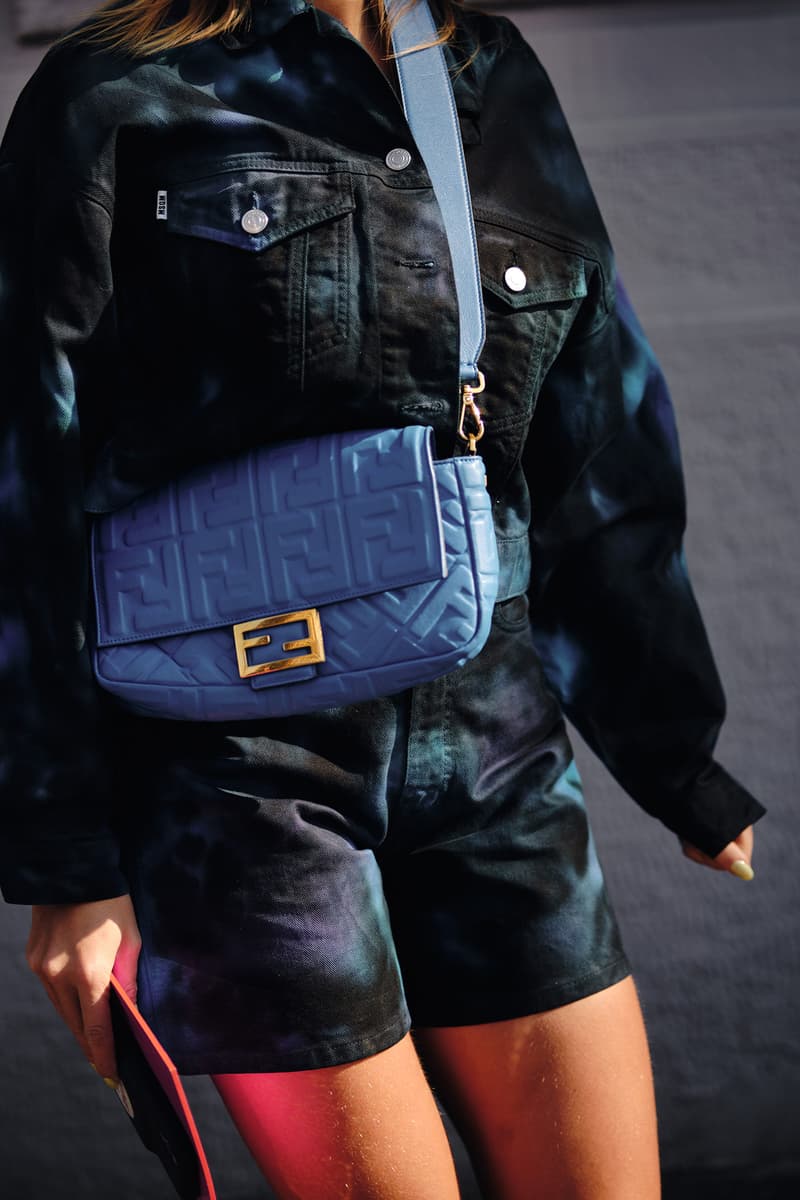 Blue Fendi Baguette Bag Street Style Trends Milan Fashion Week Fall Winter 2020 FW20 influencer