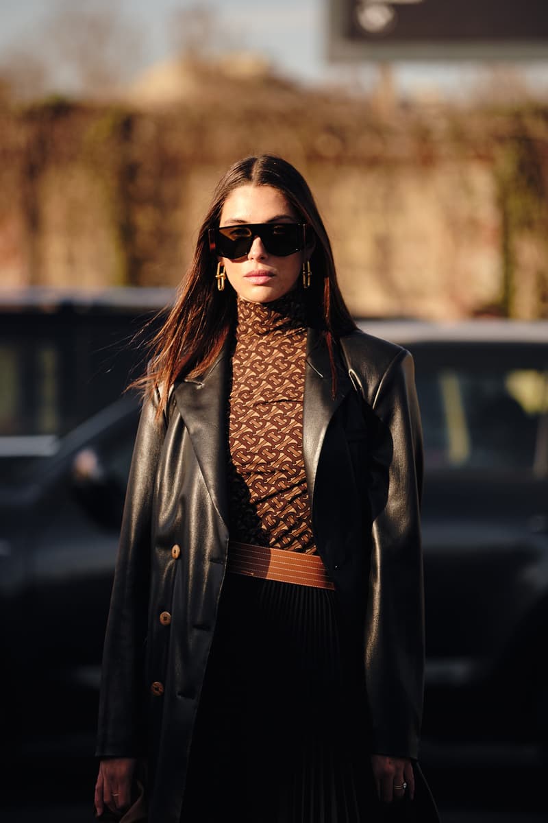 Burberry TB Monogram Top Brown Street Style Trends Milan Fashion Week Fall Winter 2020 FW20