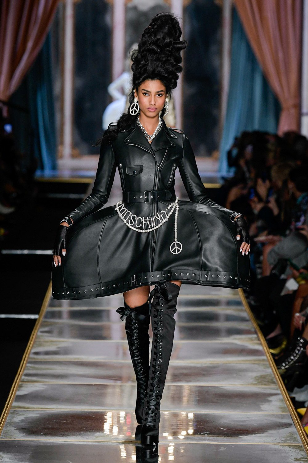 Moschino Fall/Winter 2020 Collection Runway Show Leather Dress