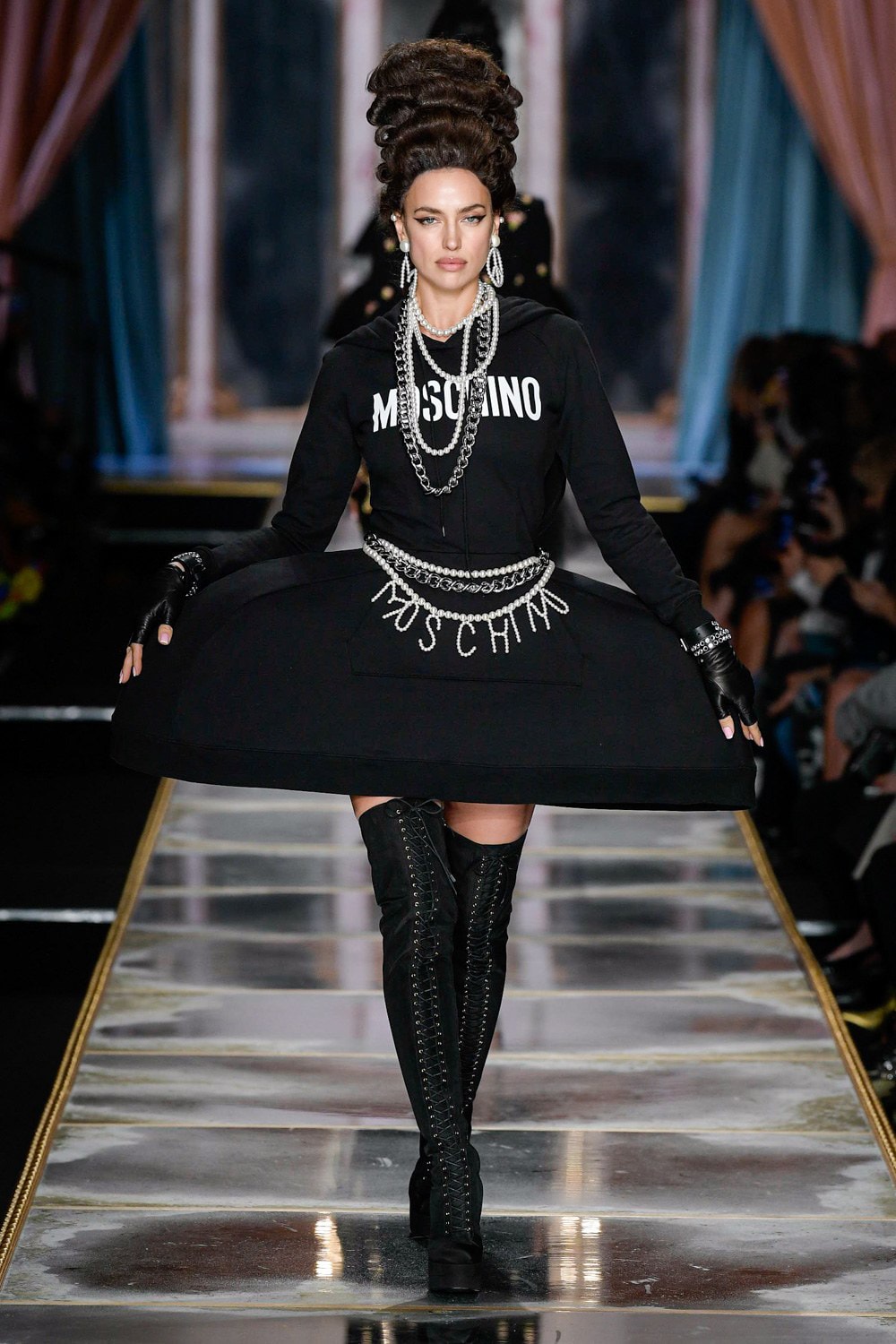 Moschino Fall/Winter 2020 Collection Runway Show Hoodie Dress Black