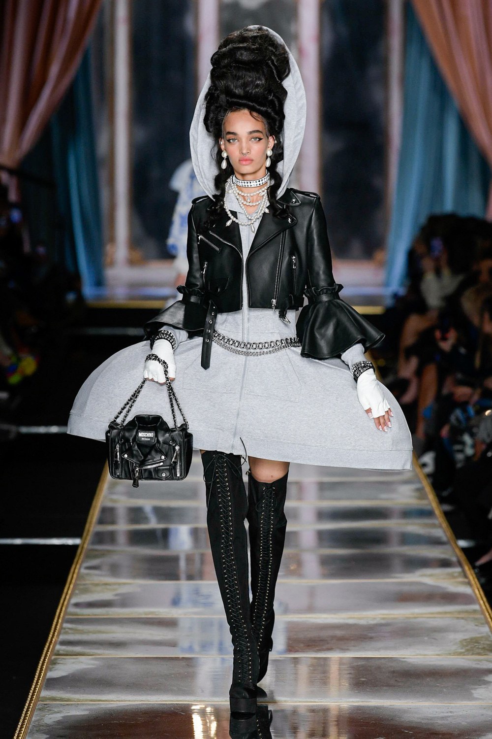 Moschino Fall/Winter 2020 Collection Runway Show Leather Jacket Black