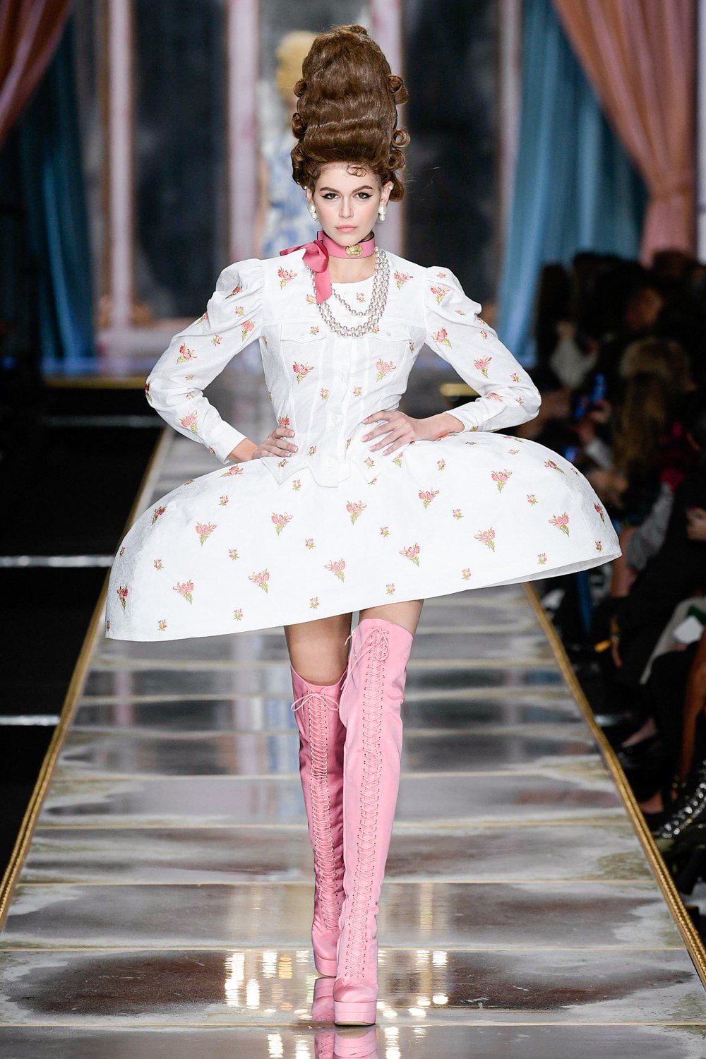 Moschino Fall/Winter 2020 Collection Runway Show Mini Dress Floral White