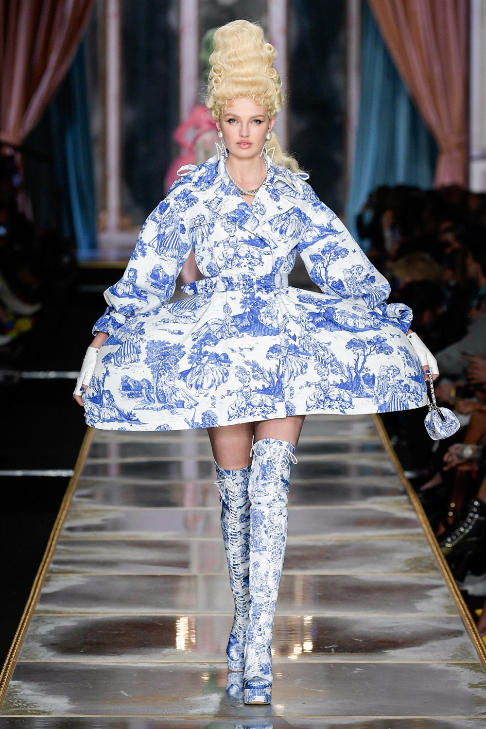 Moschino Fall/Winter 2020 Collection Runway Show Dress Boots Toile