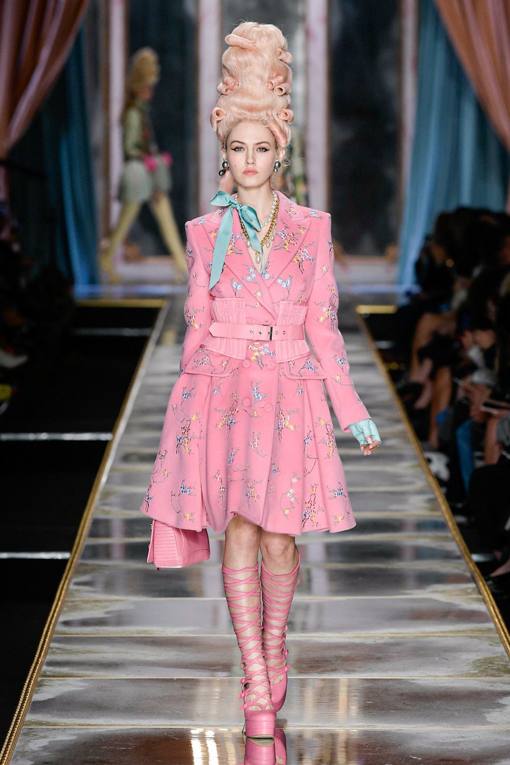 Moschino Fall/Winter 2020 Collection Runway Show Jacket Skirt Pink