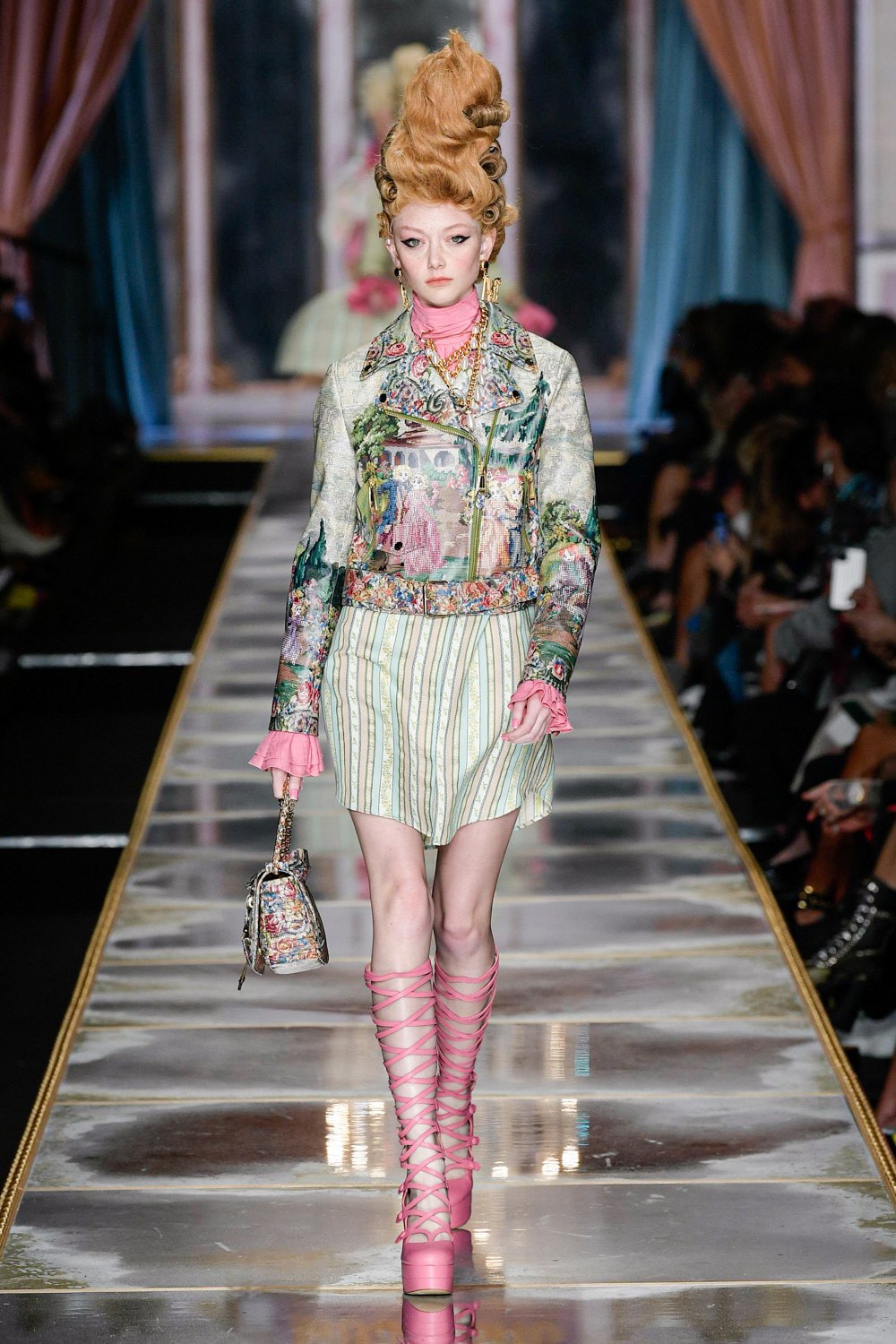 Moschino Fall/Winter 2020 Collection Runway Show Jacket Skirt Tapestry