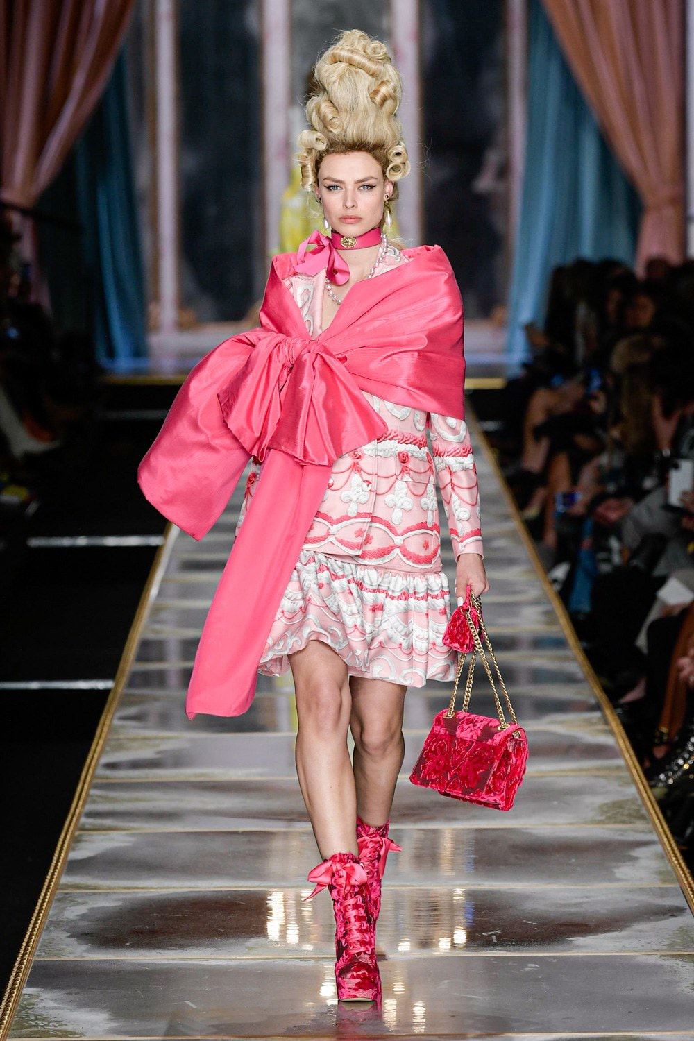 Moschino Fall/Winter 2020 Collection Runway Show Bow Dress Pink
