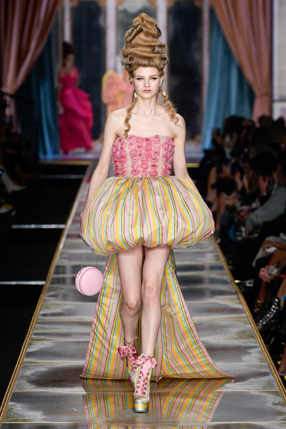 Moschino Fall/Winter 2020 Collection Runway Show Corset Dress Pink Yellow