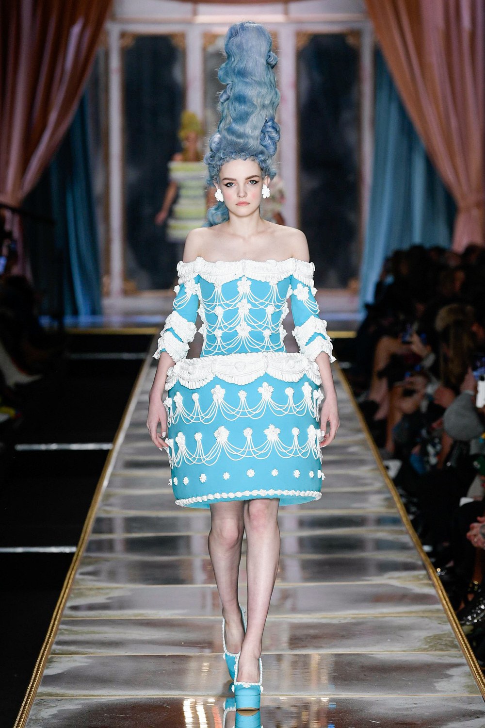 Moschino Fall/Winter 2020 Collection Runway Show Cake Dress Blue