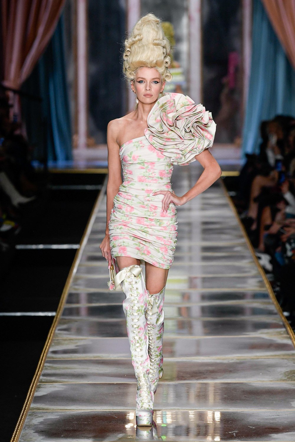 Moschino Fall/Winter 2020 Collection Runway Show One Shoulder Dress Floral