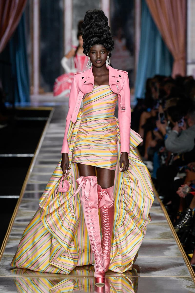 Moschino Fall/Winter 2020 Collection Runway Show Striped Mini Dress