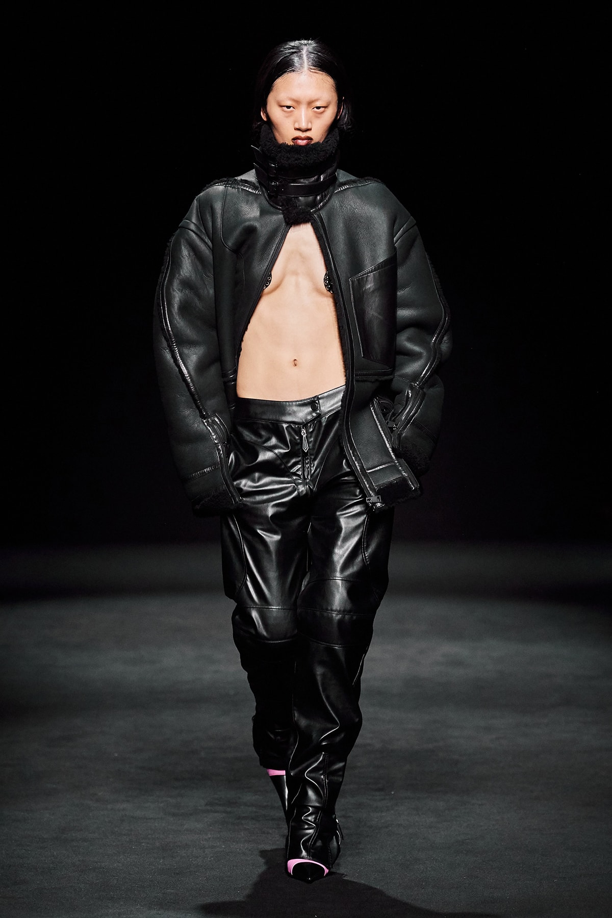 Mugler Fall/Winter Collection Runway Show Leather Pants Black