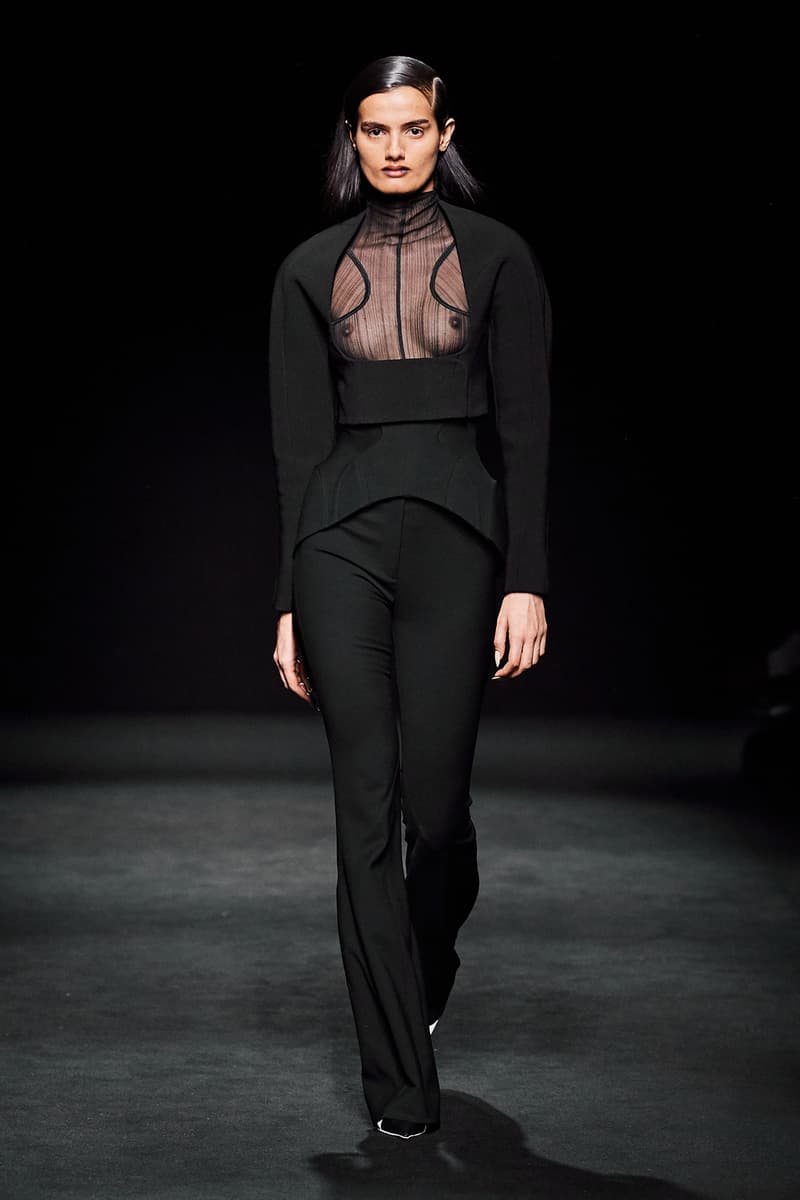 Mugler Fall/Winter Collection Runway Show Mesh Top Corset Black