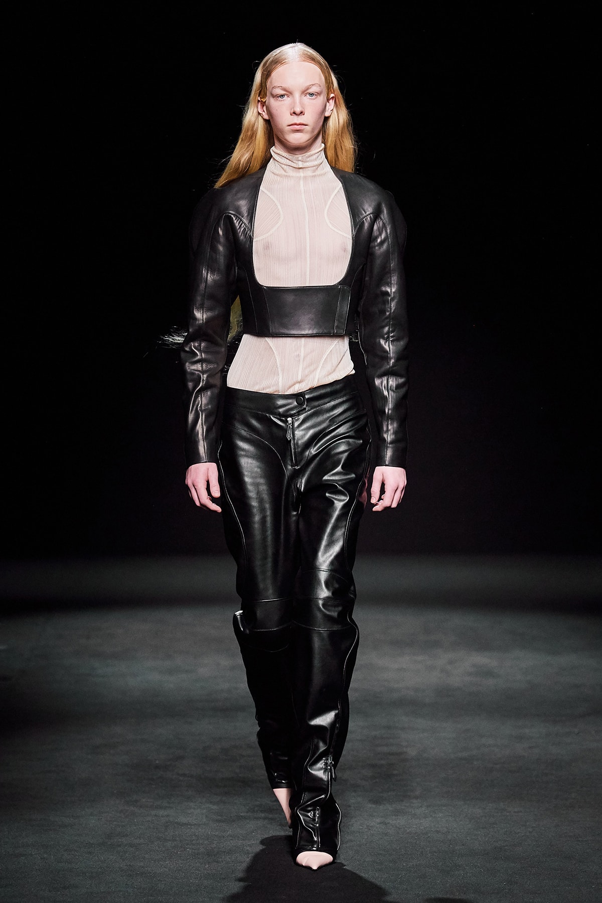 Mugler Fall/Winter Collection Runway Show Leather Corset Pants Black