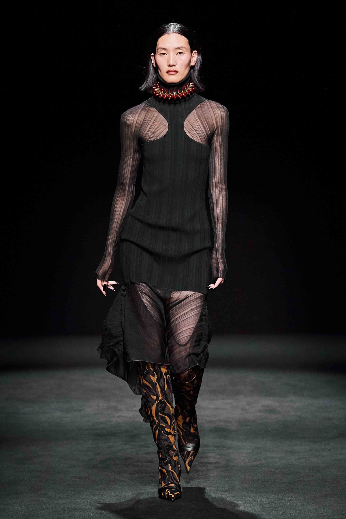 Mugler Fall/Winter Collection Runway Show Sheer Dress Black