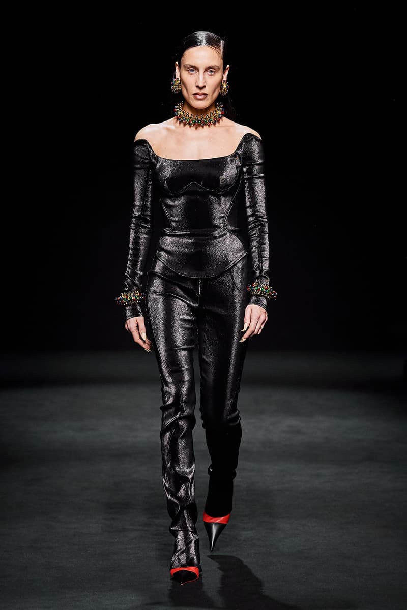 Mugler Fall/Winter Collection Runway Show Velvet Corset Pants Black