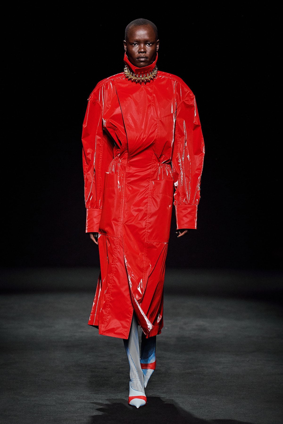 Mugler Fall/Winter Collection Runway Patent Leather Coat Red