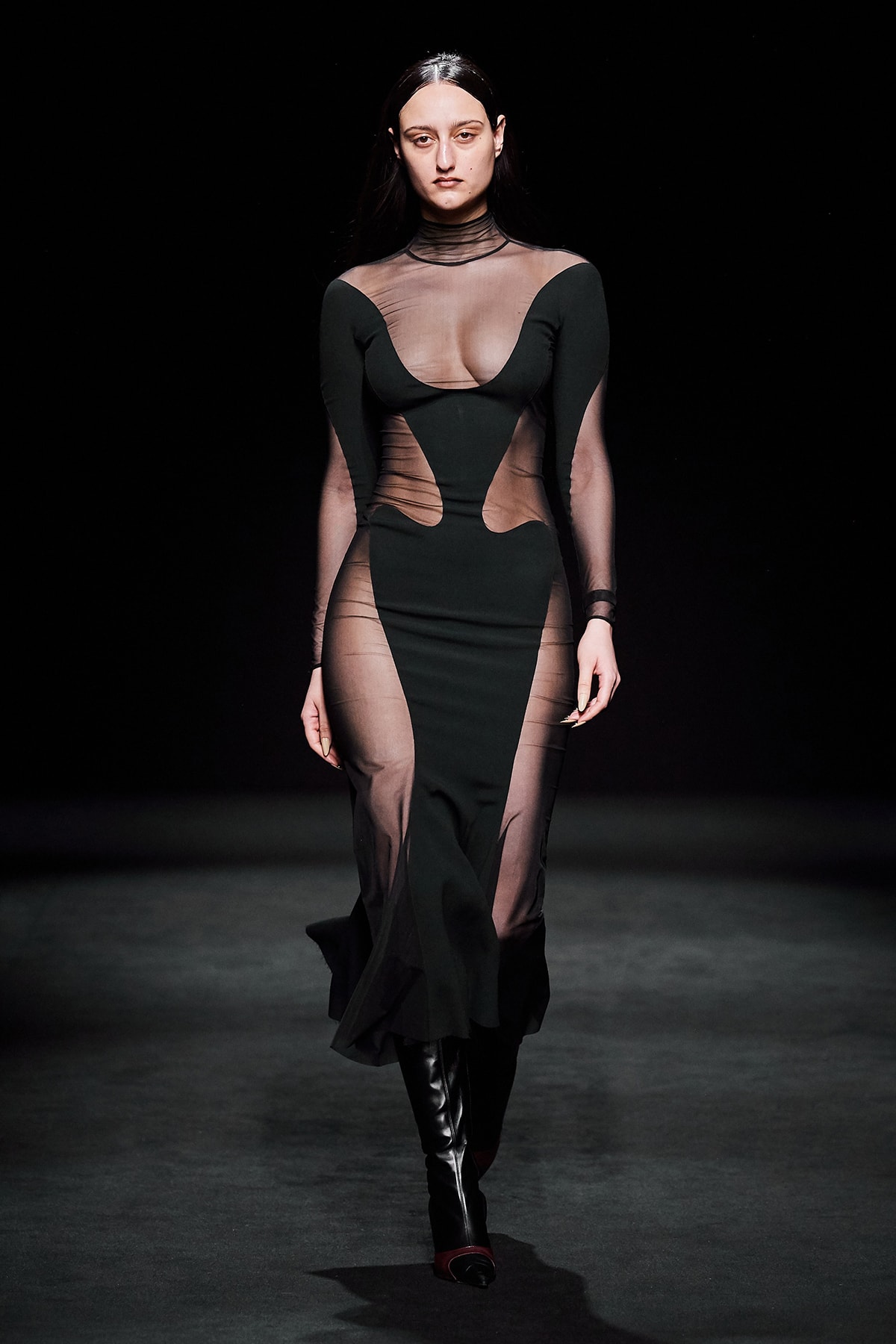 Mugler Fall/Winter Collection Runway Show Sheer Dress Black