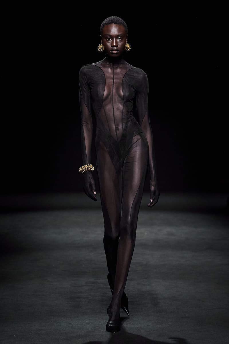 Mugler Fall/Winter Collection Runway Show Sheer Bodysuit Black