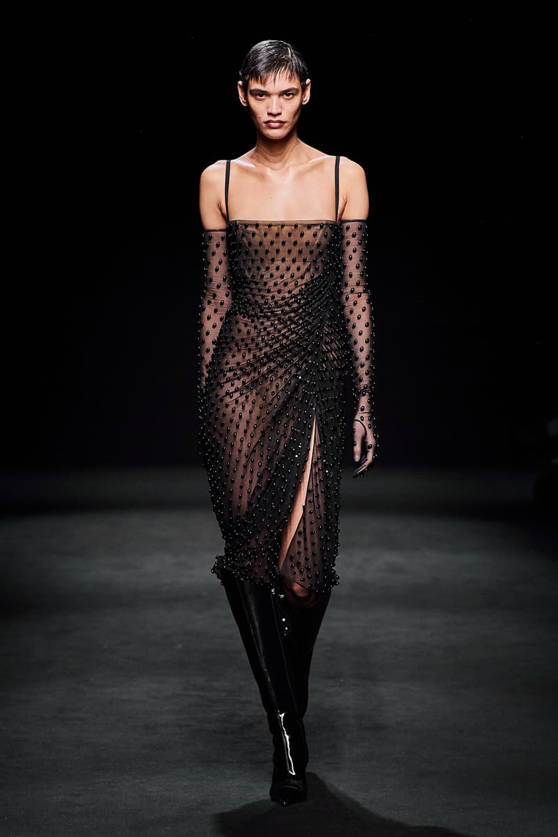 Mugler Fall/Winter Collection Runway Show Sheer Beaded Dress Black