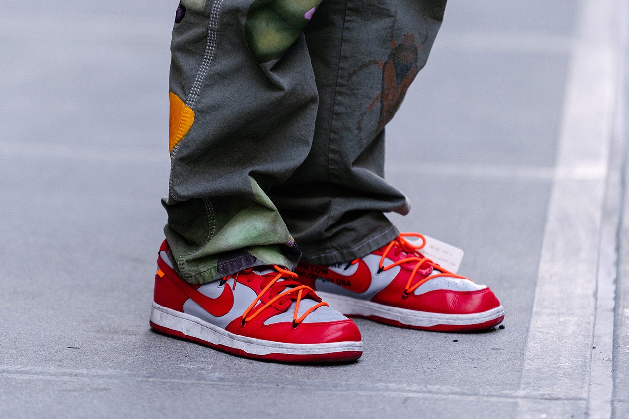 new york fashion week nyfw popular sneakers nike off-white dunk low university red