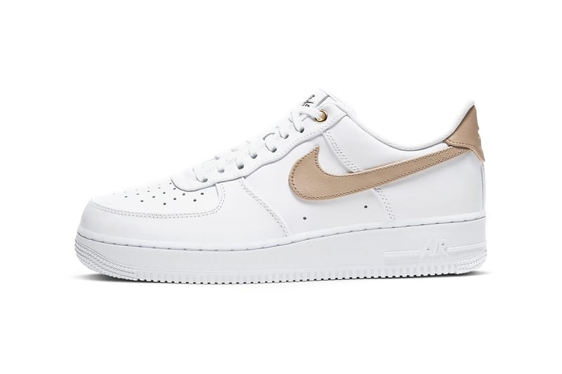 brown and white air force ones