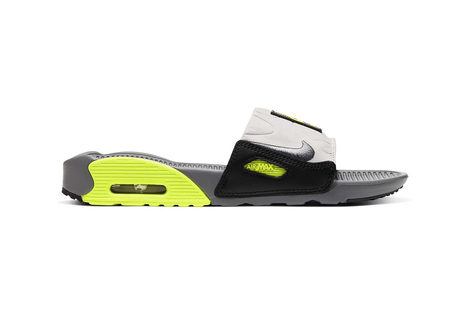 nike air max 90 slide sandal neon green black white grey shoes footwear sneakerhead