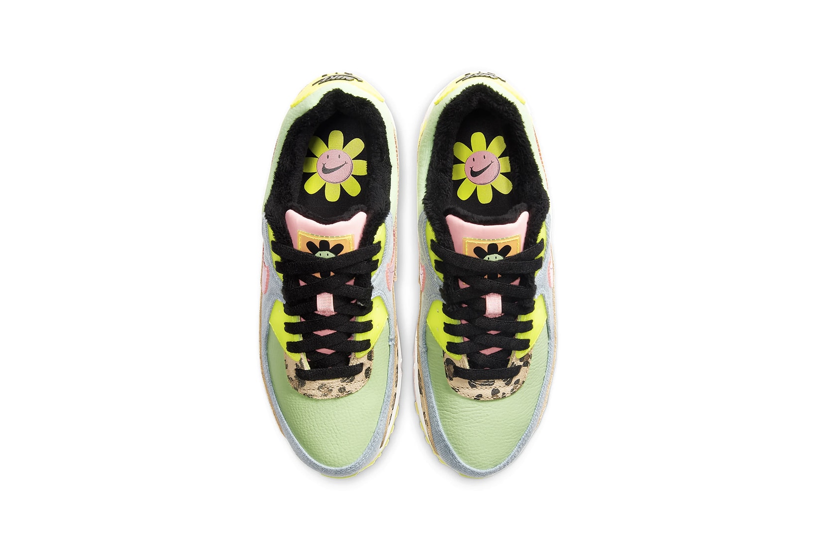 nike air max 90 womens sneakers leopard print pastel blue neon green pink shoes footwear sneakerhead