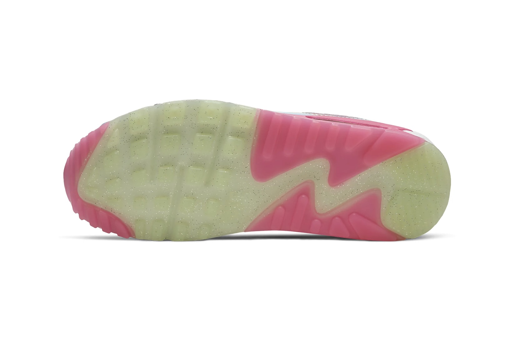 nike air max 90 womens sneakers pink fuchsia white green holographic silver metallic shoes footwear sneakerhead