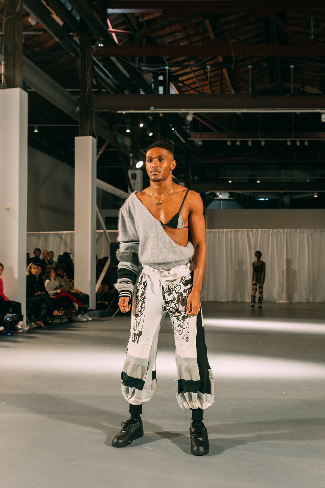 no sesso pierre davis arin hayes autumn randolph fall winter collection los angeles runway show sweater pants