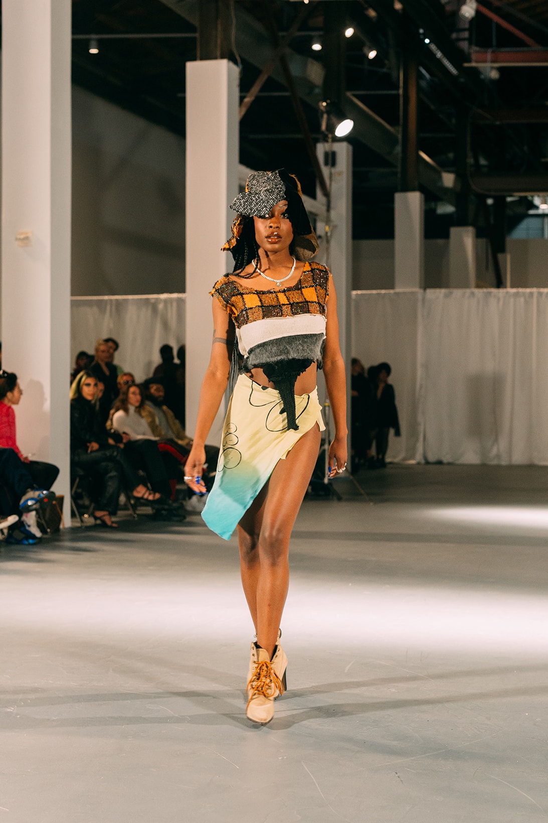 no sesso pierre davis arin hayes autumn randolph fall winter collection los angeles runway show skirt crop top